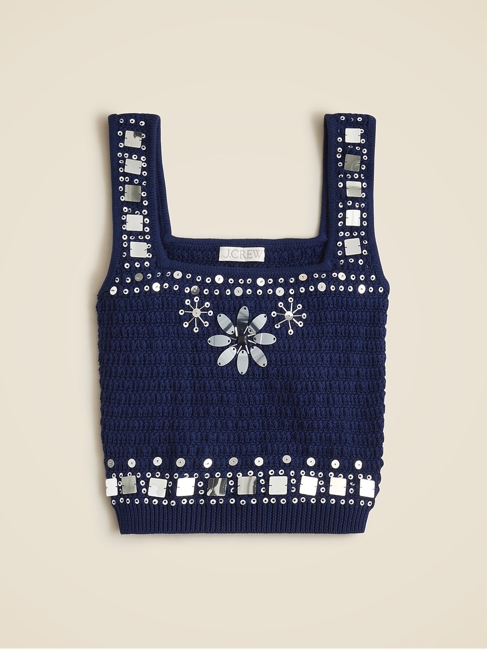 J.Crew Sweater-tank with hand-embellished mirrors